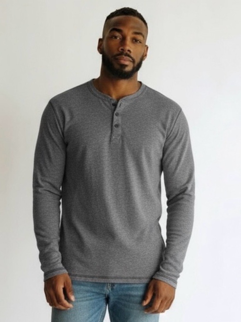 American Republic Men’s Gray Striped Long Sleeve Bottom Top Shirt size XL